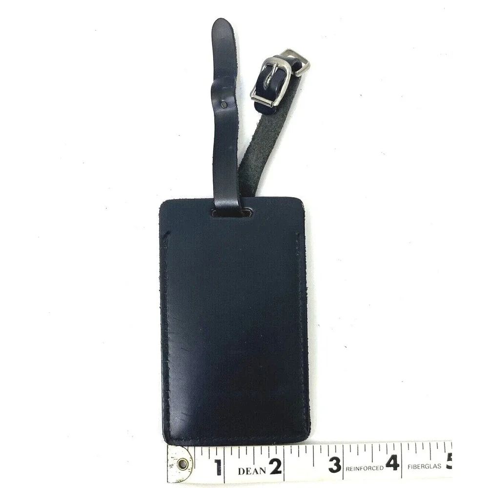 Black Leather Luggage Tag with‎ Buckle SBC Logo